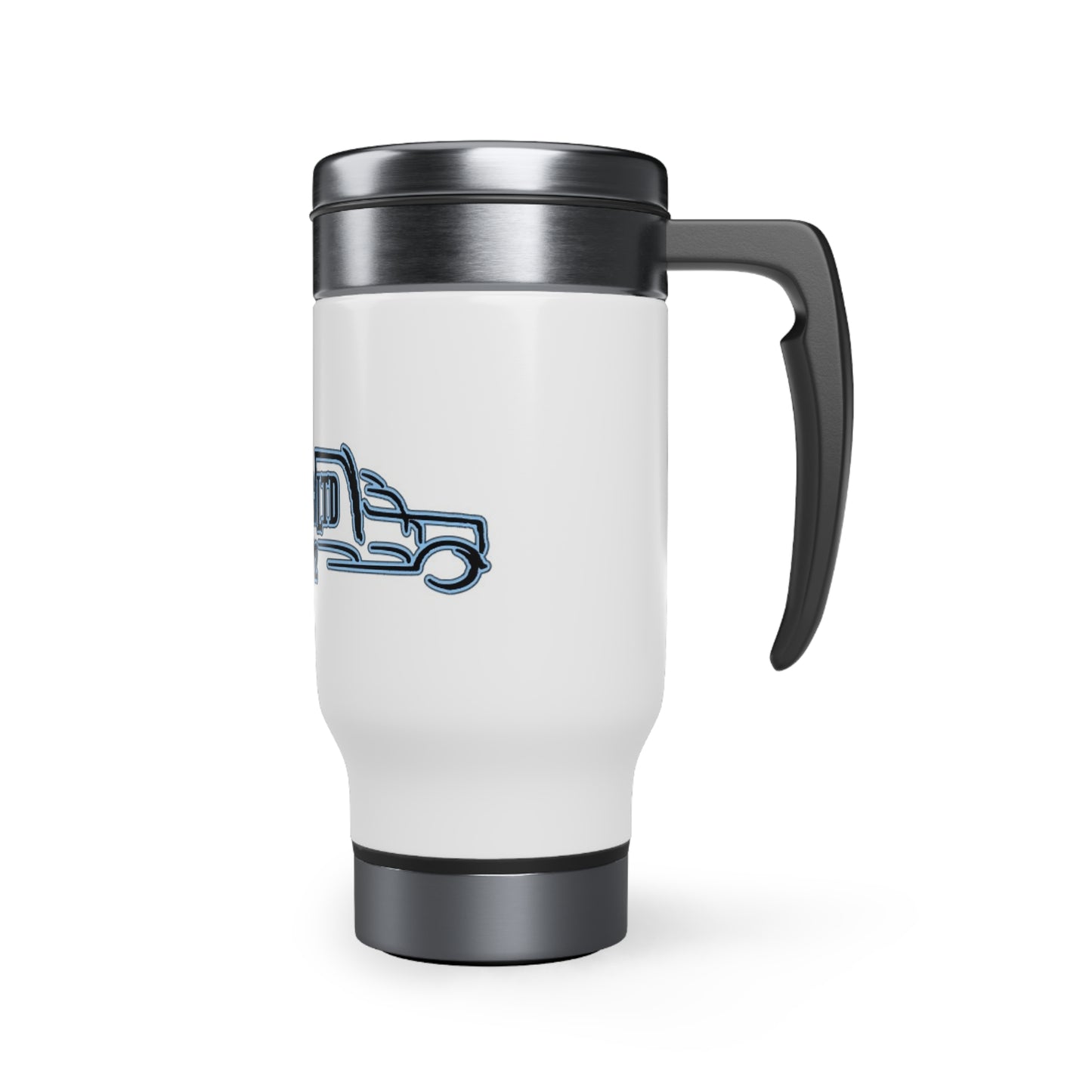 Fr8KingLtd Trk'd --  Stainless Steel Travel Mug with Handle, 14oz