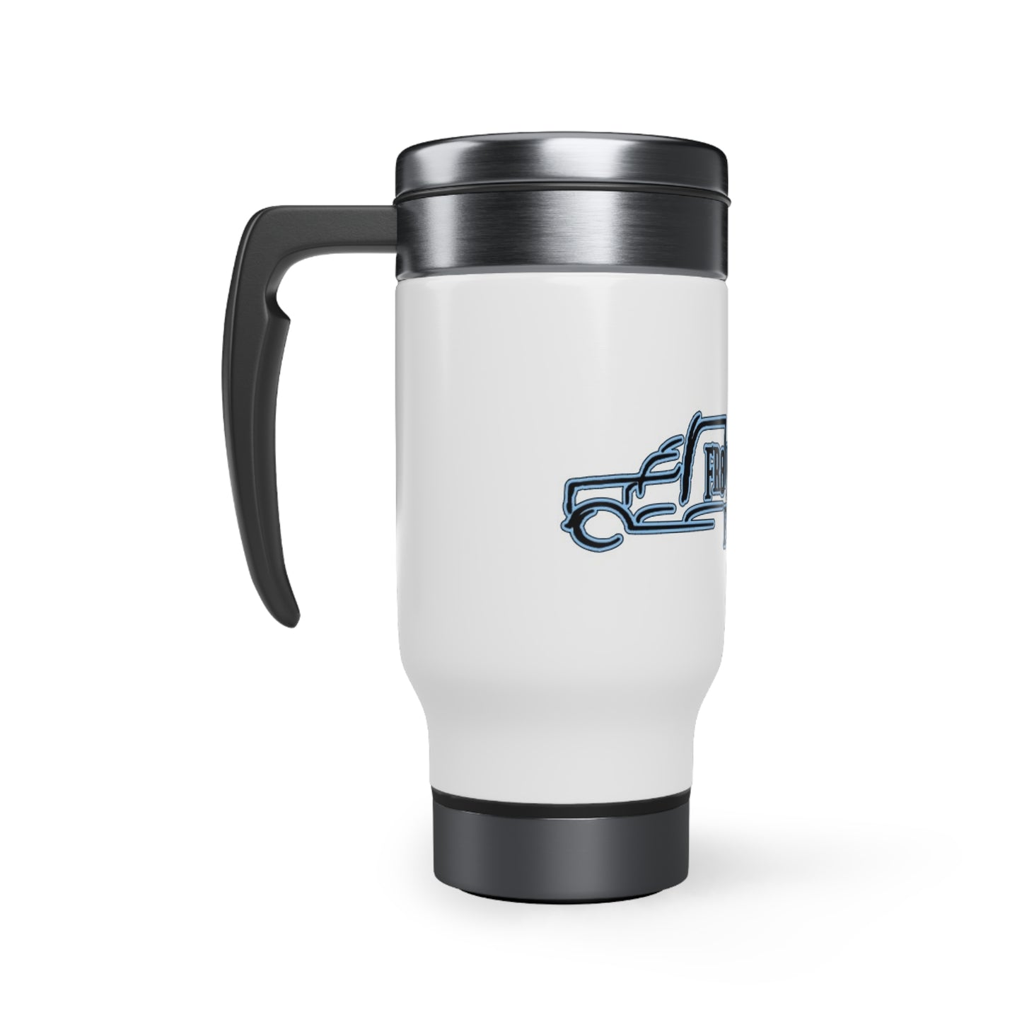 Fr8KingLtd Trk'd --  Stainless Steel Travel Mug with Handle, 14oz